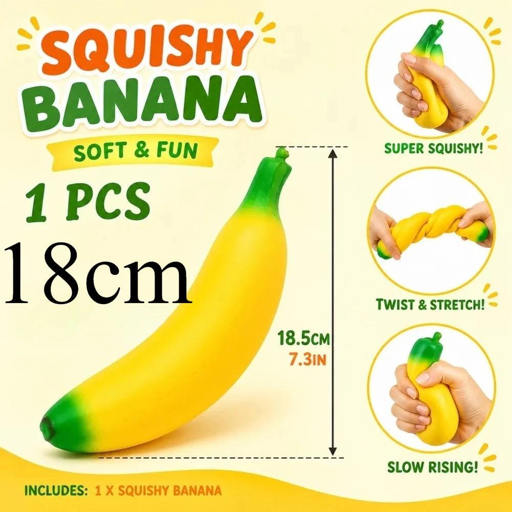 18cm Jumbo Squishy Bannana Giant Squeezing Stress Ball Slow Rebound Stress Relieving Gifts Home Desk Decor for Anxiety Relief