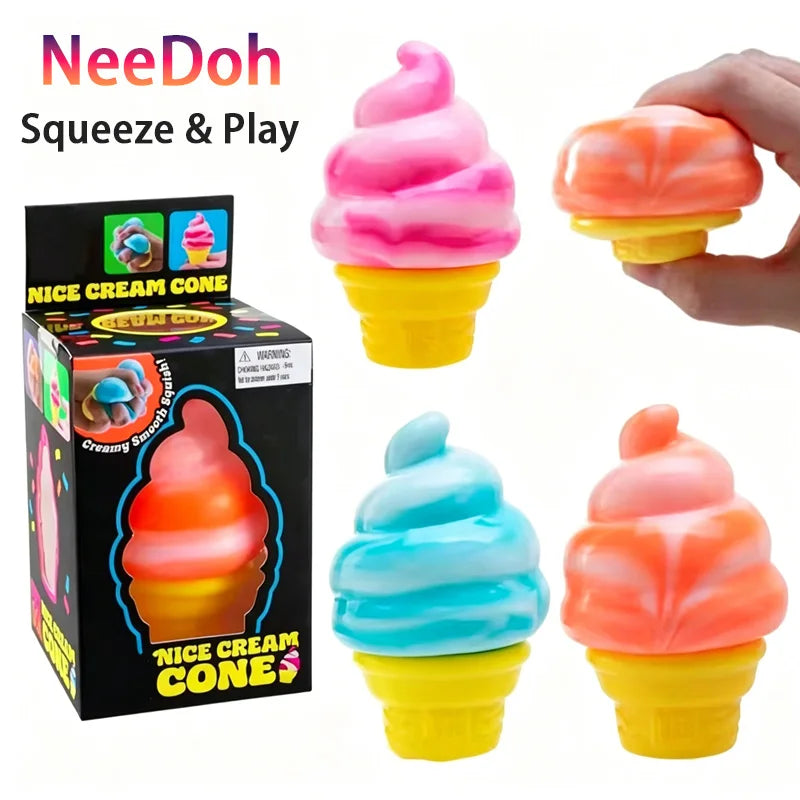 Icecream Stressrelieving Ball Toy Reduces Anxiety Releases Stress Tactile Toy Suitable for Children as a soothing Squeezing Obje