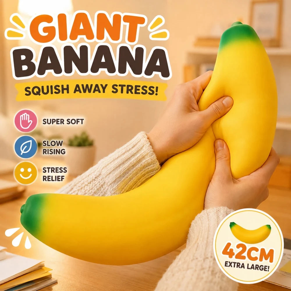 18cm Jumbo Squishy Bannana Giant Squeezing Stress Ball Slow Rebound Stress Relieving Gifts Home Desk Decor for Anxiety Relief