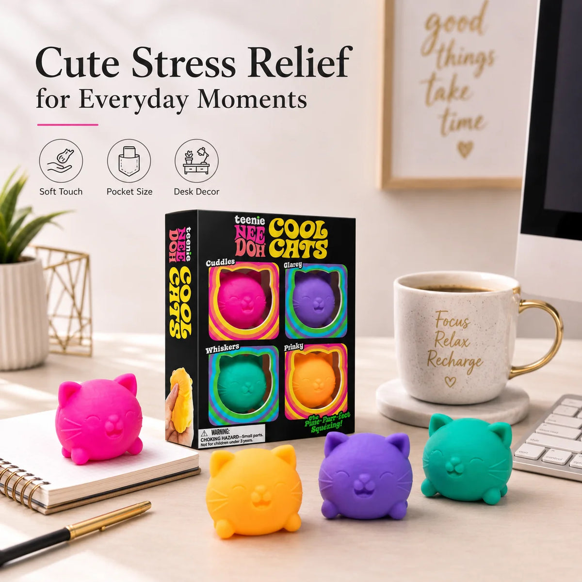 NeeDoh Soft Pinch Stress Relief Toy, Squishy Fidget Squeeze Toy, Anxiety Relief Sensory Toy for Adults